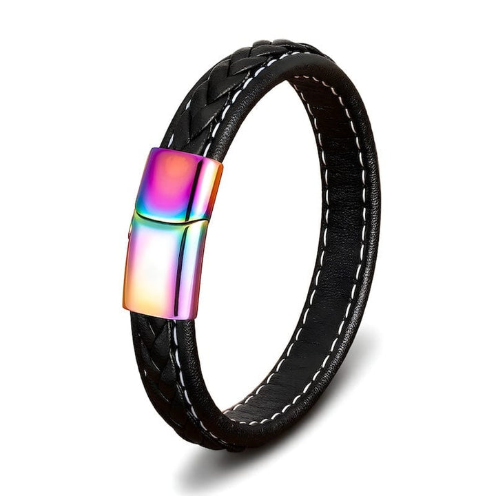 Leather Colorful Rainbow Braided Leather Bracelet