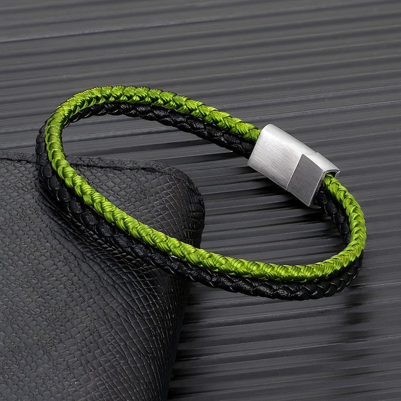 Leather Double Color Strand Rope & Leather Bracelet