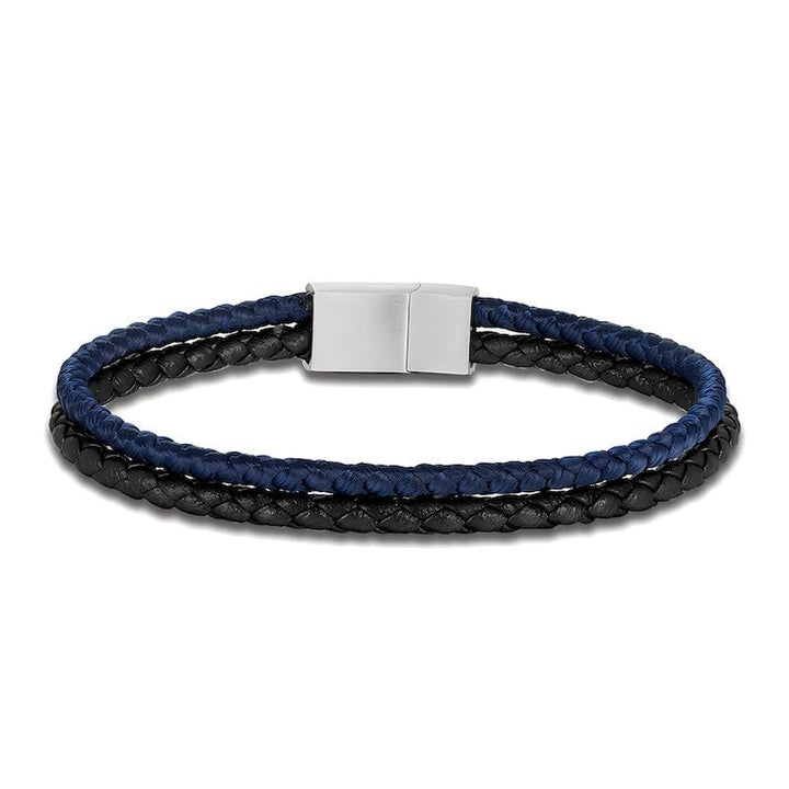 Leather Double Color Strand Rope & Leather Bracelet