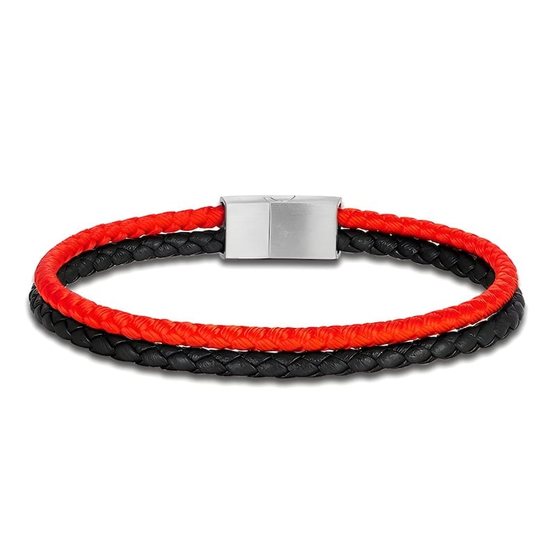 Leather Double Color Strand Rope & Leather Bracelet