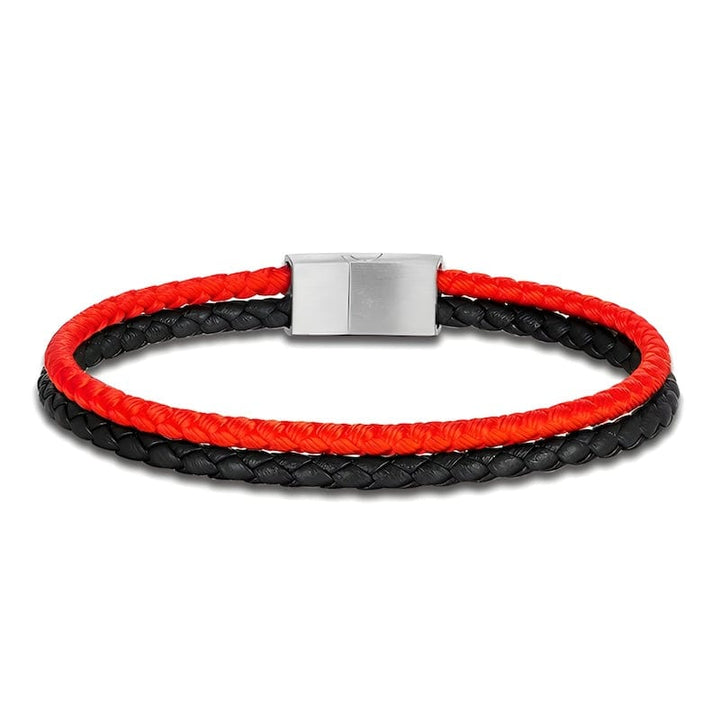 Leather Double Color Strand Rope & Leather Bracelet