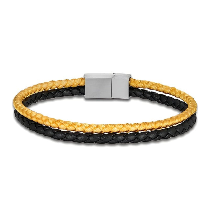 Leather Double Color Strand Rope & Leather Bracelet
