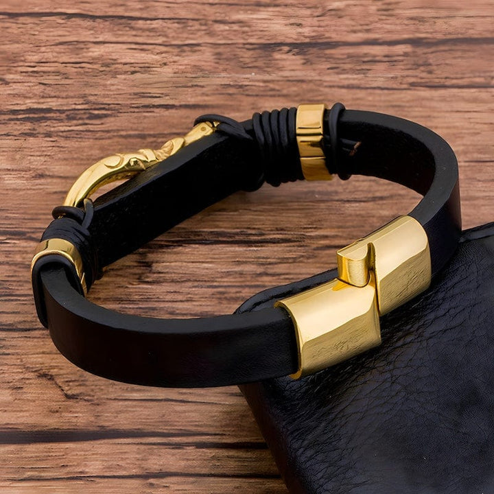 Leather Fish Hook Charm Genuine Leather Bracelet