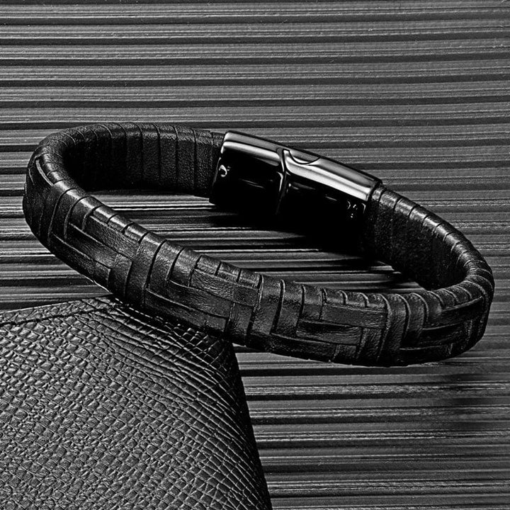 Leather Hand Woven Multicolor Mens Leather Bracelet