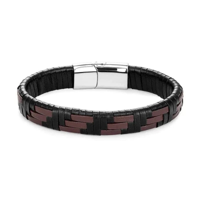 Leather Hand Woven Multicolor Mens Leather Bracelet