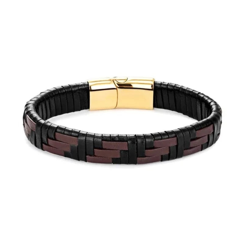 Leather Hand Woven Multicolor Mens Leather Bracelet