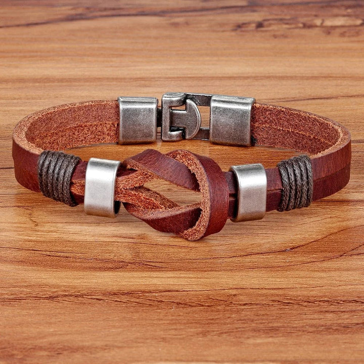 Leather Knight Courage Knot Leather Bracelet