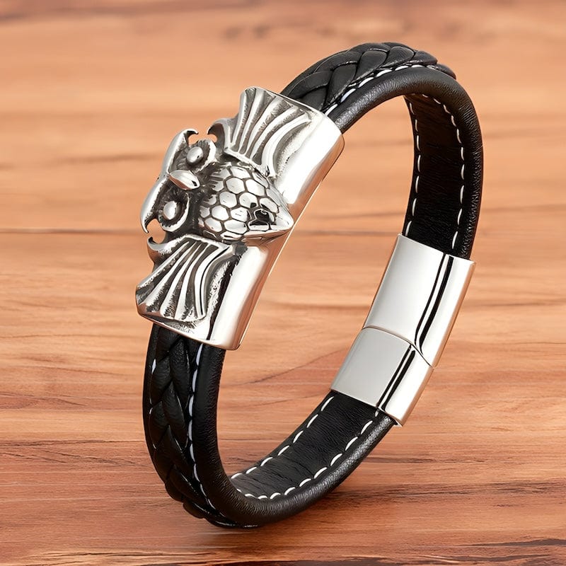 Leather Owl Mens Leather Bracelet