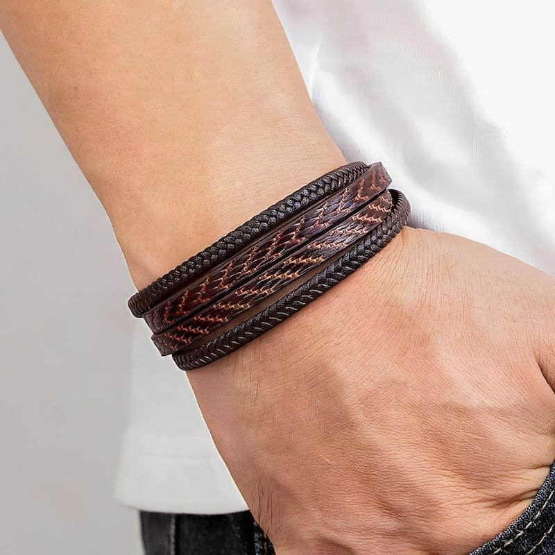 Leather Pattern Design Multilayer Braid Leather Bracelet