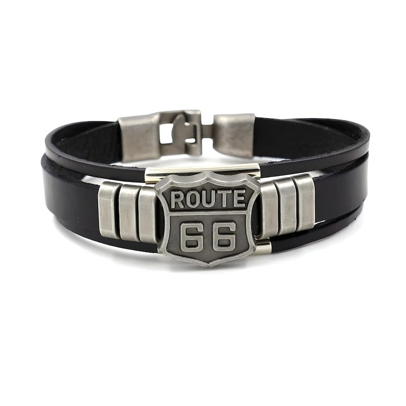 Leather Route 66 Sign Leather Bracelet