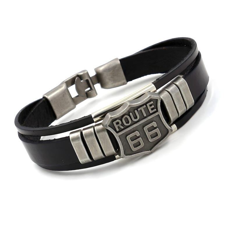 Leather Route 66 Sign Leather Bracelet
