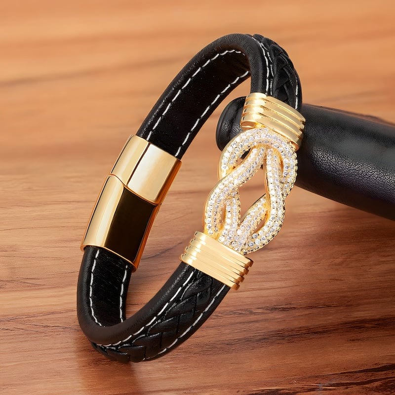 Leather Shiny Braided Leather Mens Bracelets