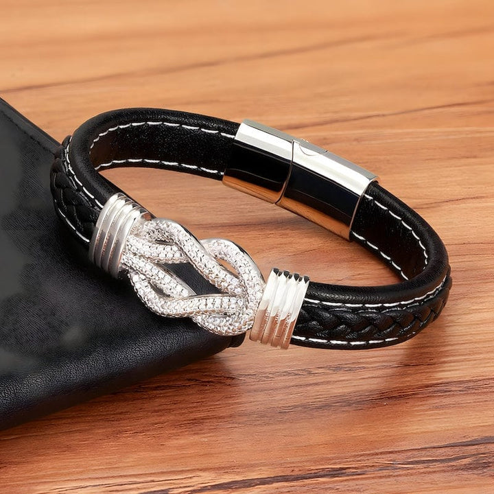Leather Shiny Braided Leather Mens Bracelets