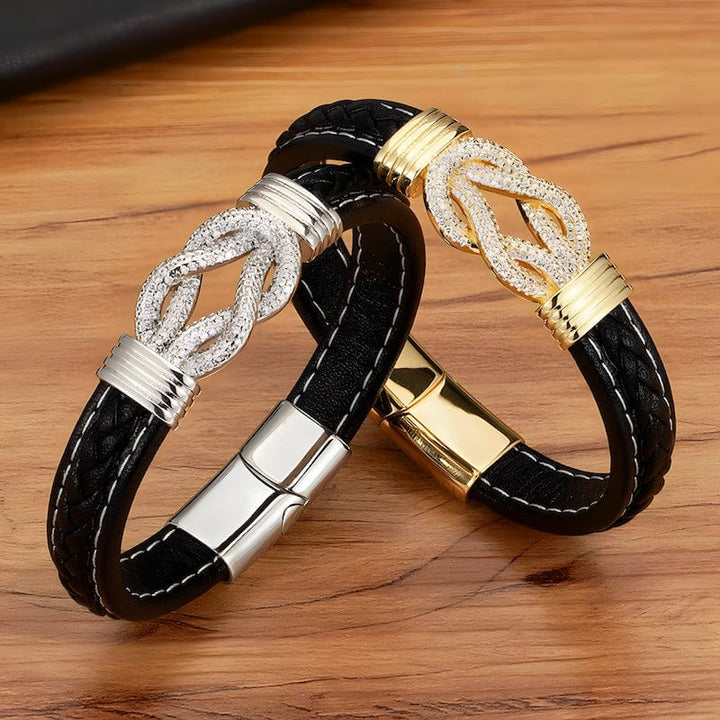 Leather Shiny Braided Leather Mens Bracelets