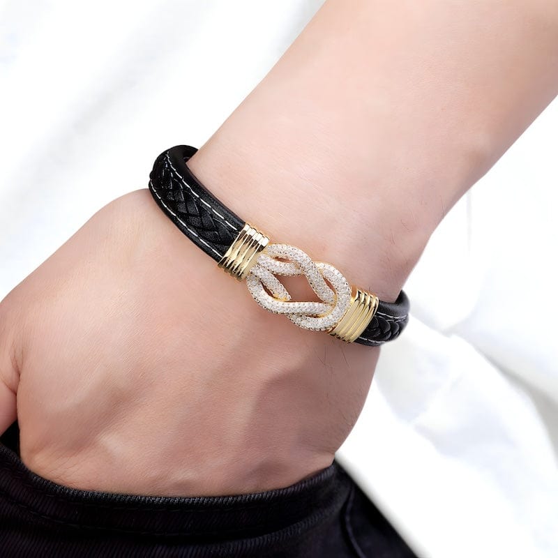 Leather Shiny Braided Leather Mens Bracelets
