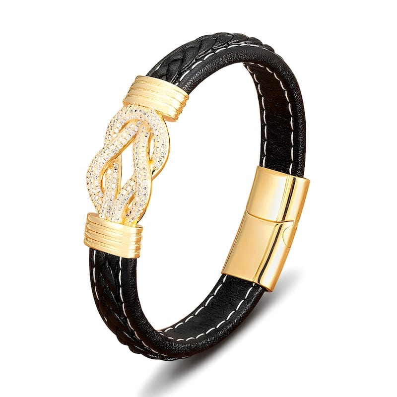 Leather Shiny Braided Leather Mens Bracelets