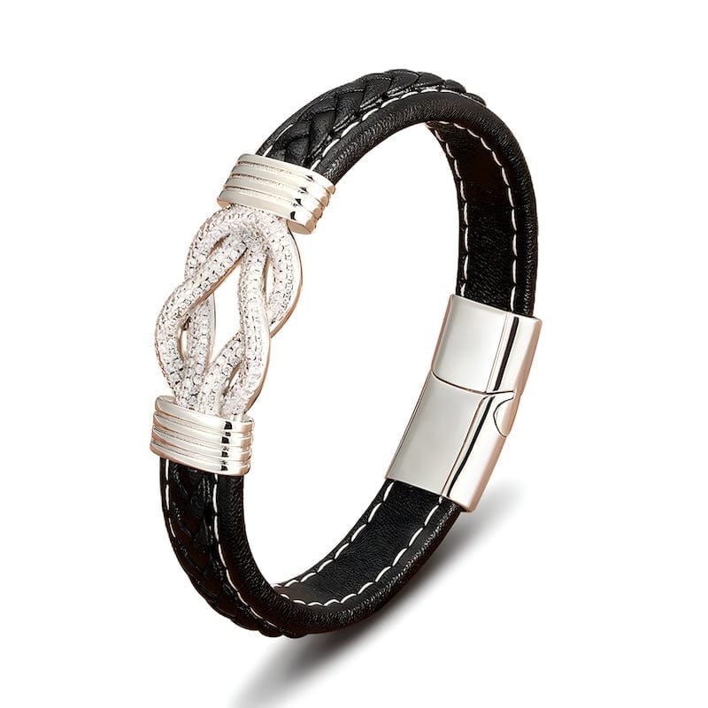 Leather Shiny Braided Leather Mens Bracelets
