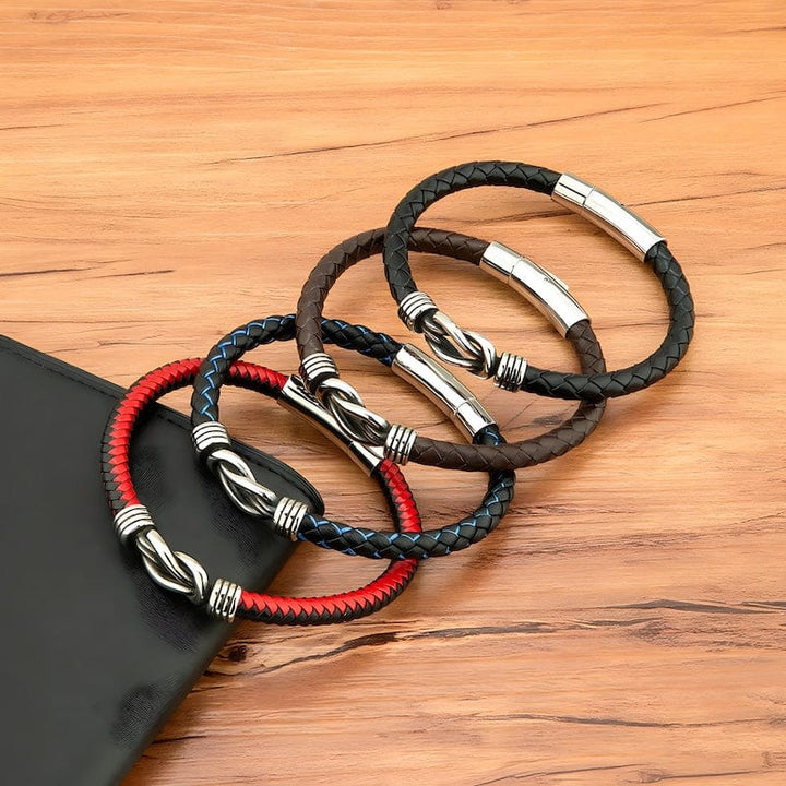 Leather Sport Style Men Woven Leather Bracelet
