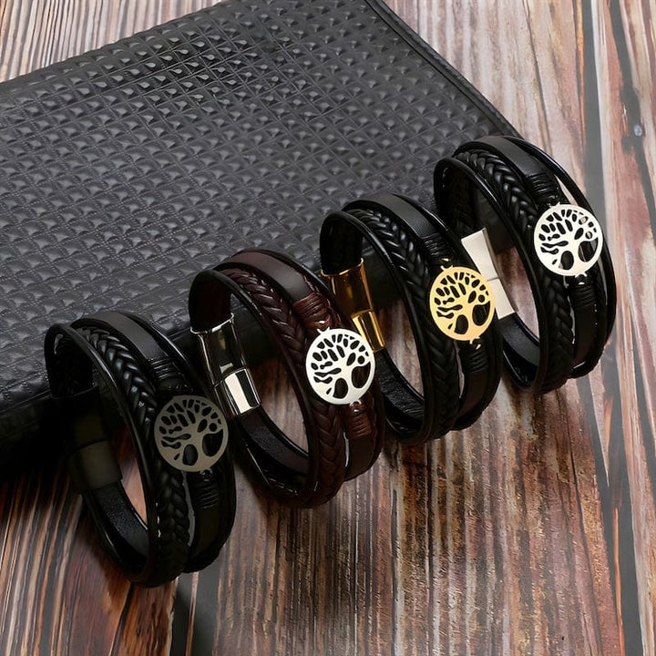 Leather Tree Of Life Multilayer Leather Bracelet