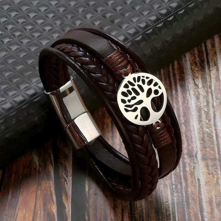 Leather Tree Of Life Multilayer Leather Bracelet