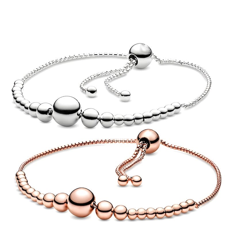 Link Chain Beads Connected Together Adjustable Bracelet