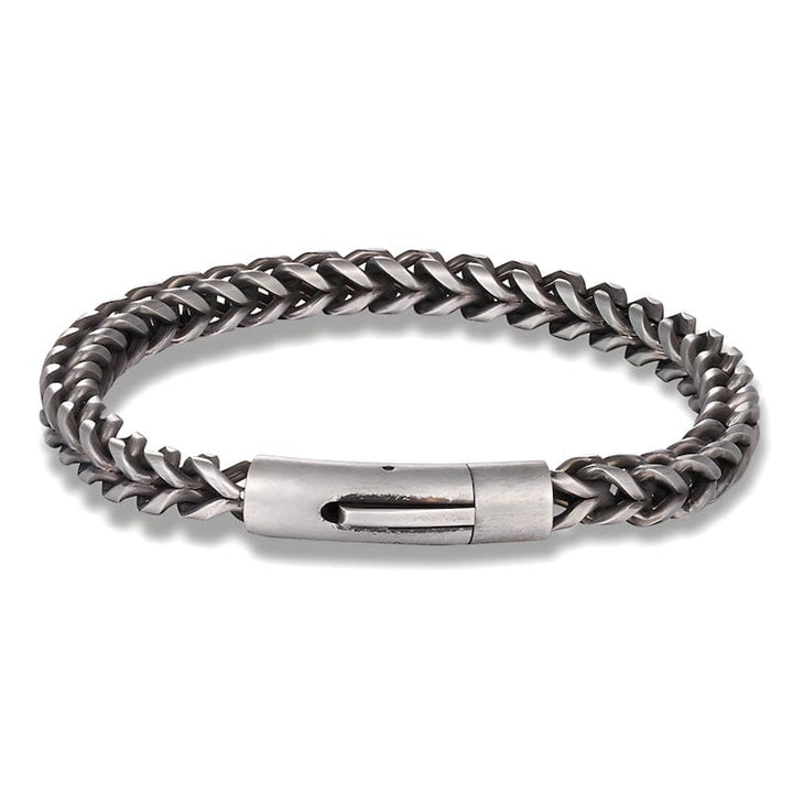 Chain Style Magnet Button Bracelet Link Chain Unique Leather Bracelets Silver/Retro 19cm 