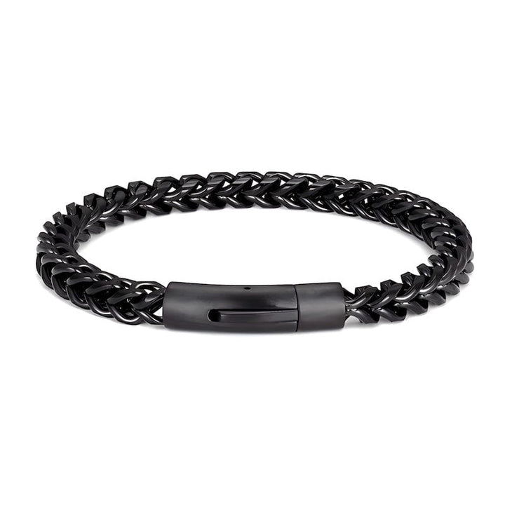 Chain Style Magnet Button Bracelet Link Chain Unique Leather Bracelets Black 19cm 