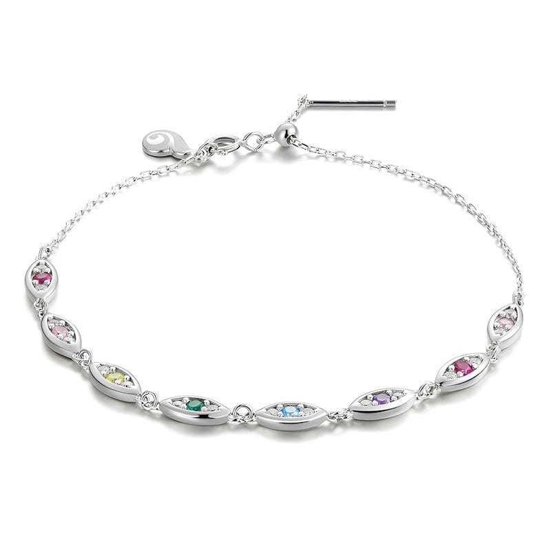 Link Chain Colorful Zircons Evil Eye Bracelet