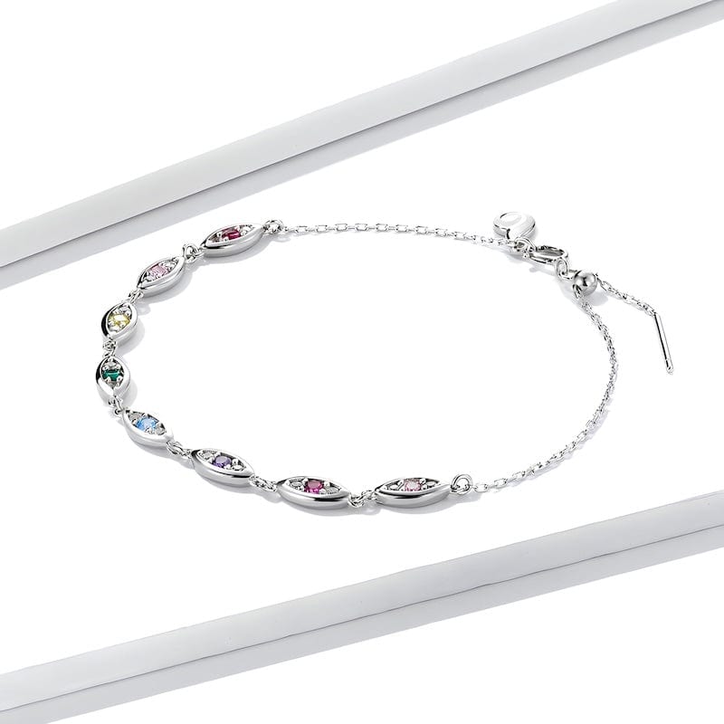 Colorful Zircons Evil Eye Bracelet bracelet by Unique Leather Bracelets