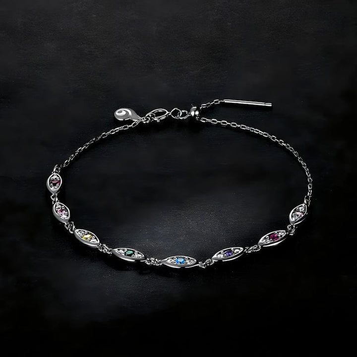 Colorful Zircons Evil Eye Bracelet bracelet by Unique Leather Bracelets