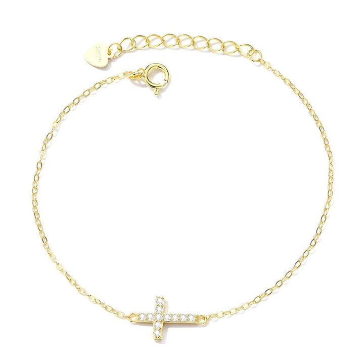 Link Chain Cross Bracelet Zircon Faith, Devotion & Love