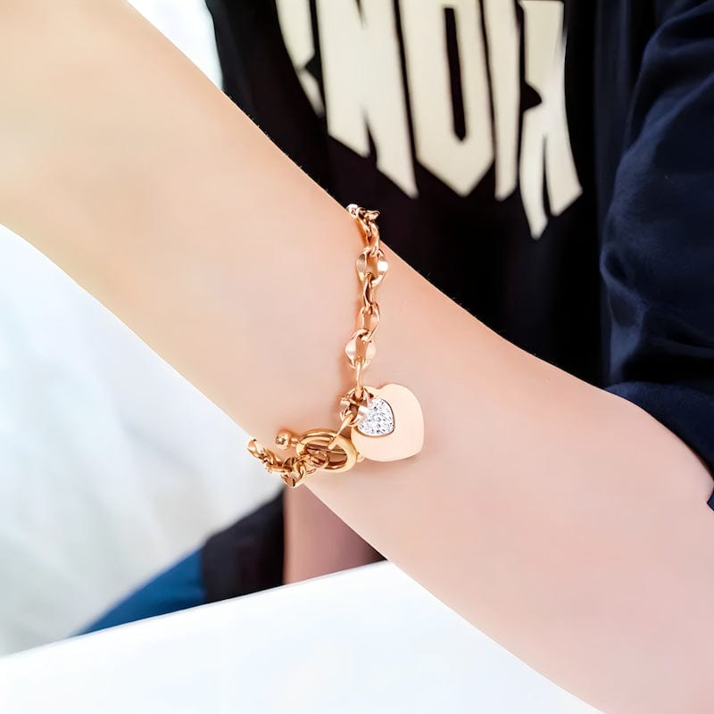 Link Chain Fashion Love Heart Link Chain Bracelet