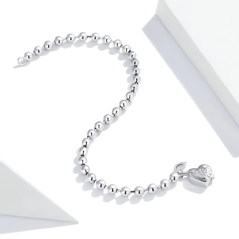 Link Chain Love Heart Bead Chain Bracelet