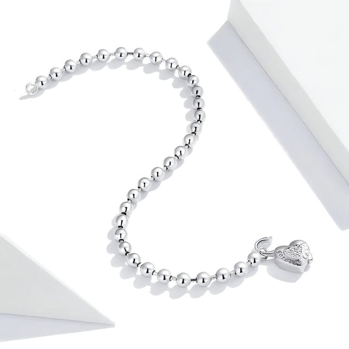 Link Chain Love Heart Bead Chain Bracelet