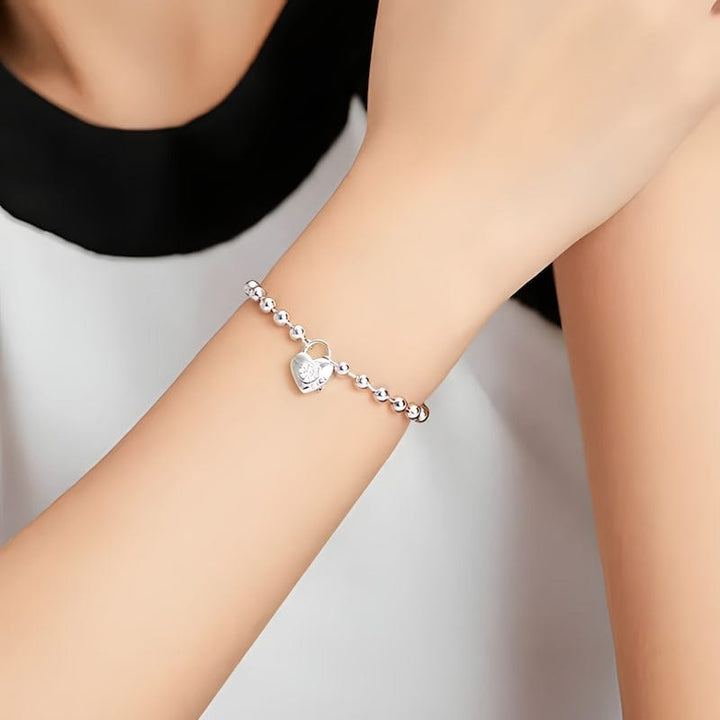 Link Chain Love Heart Bead Chain Bracelet