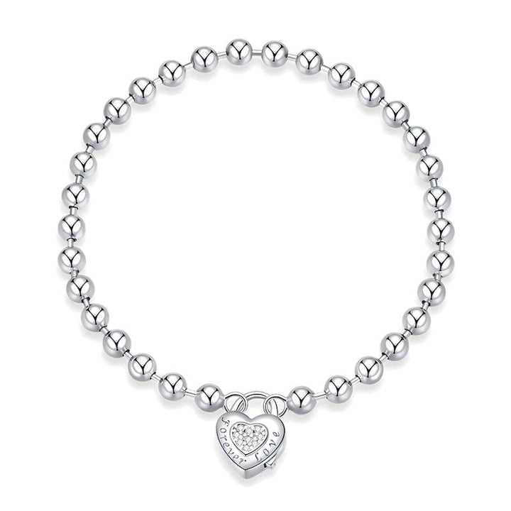 Link Chain Love Heart Bead Chain Bracelet