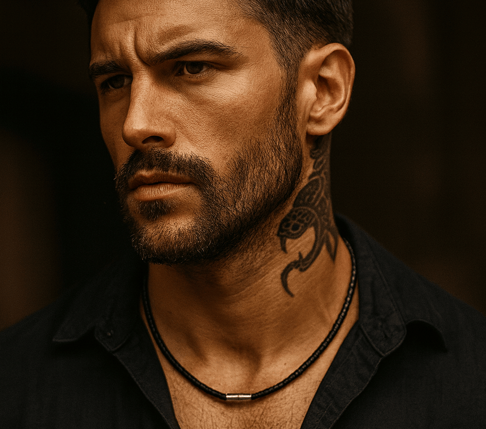 Necklaces Mens Classic Leather Choker Necklace