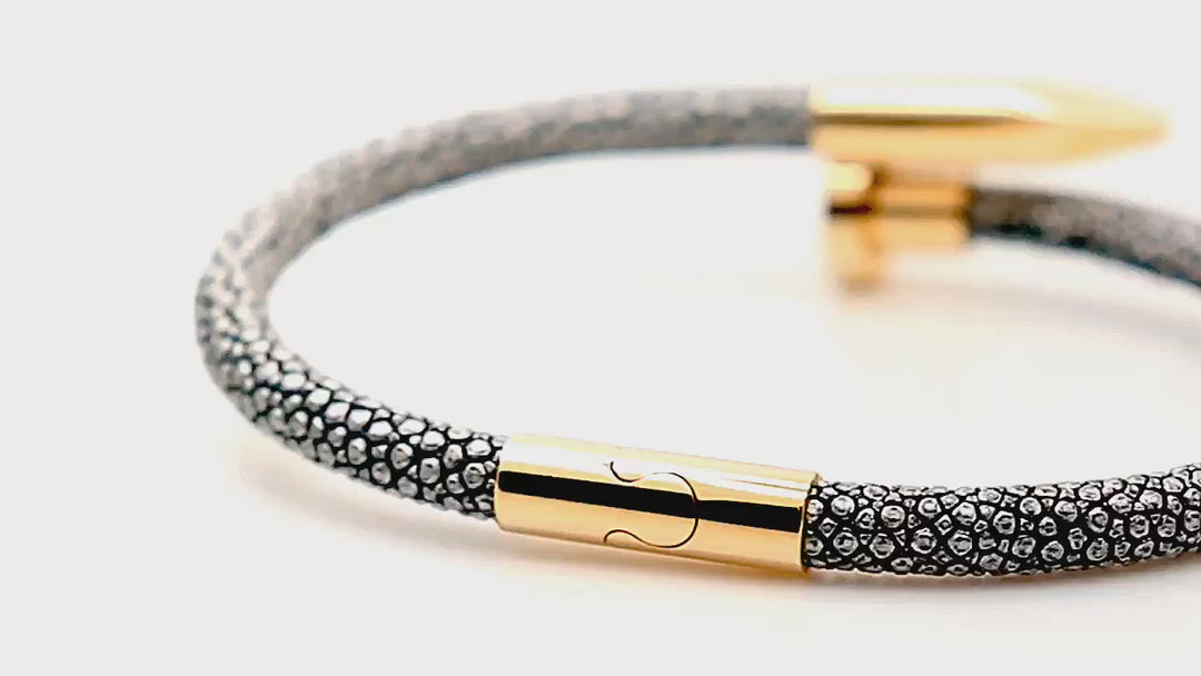 Royal Silver Luxury Leather Bracelet