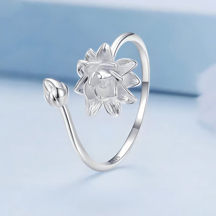 Rings Lotus Ring Sterling Silver Adjustable