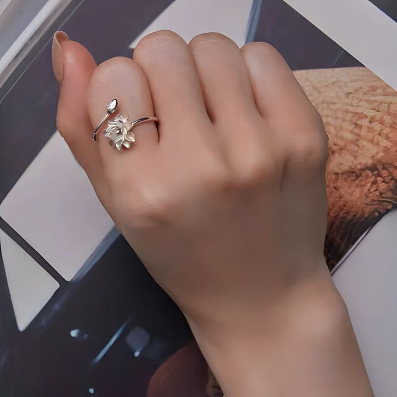 Rings Lotus Ring Sterling Silver Adjustable
