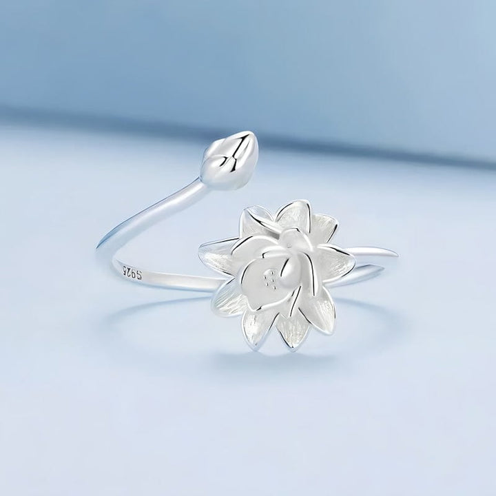 Rings Lotus Ring Sterling Silver Adjustable