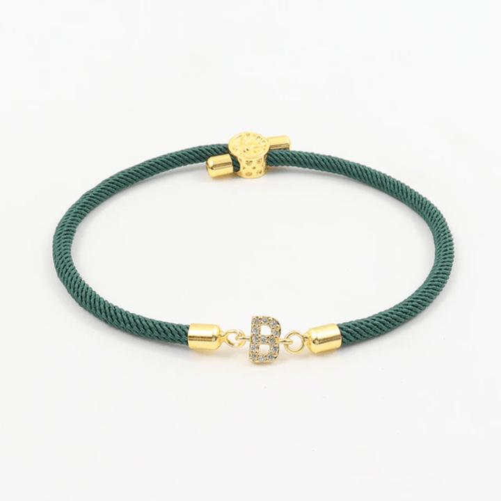 Initial Bracelet Rope Green bracelet by Unique Leather Bracelets
