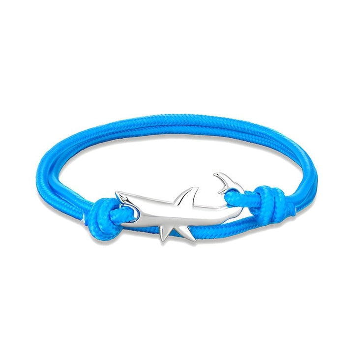 Multilayer Rope Ocean Animal Shark Bracelet Rope Unique Leather Bracelets Adjustable Silver/Blue 