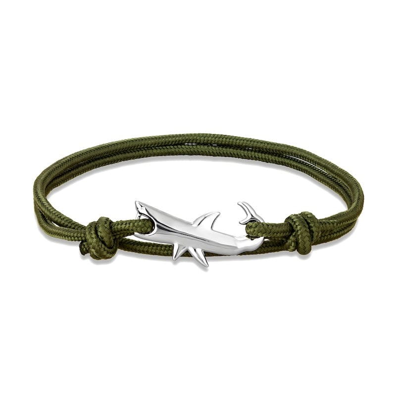 Multilayer Rope Ocean Animal Shark Bracelet Rope Unique Leather Bracelets Adjustable Silver/Green 