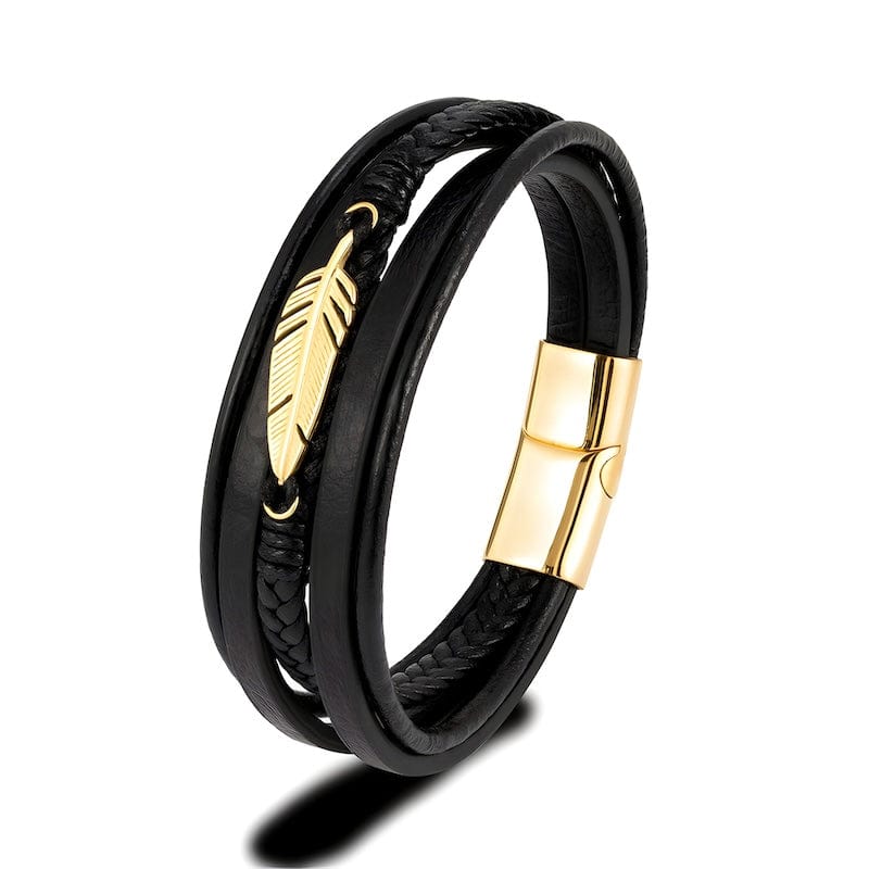 thumbnail image 2 of Handmade Braided Leather Wrap Bracelet With Feather Charm - Boho Bangle 2 of 5