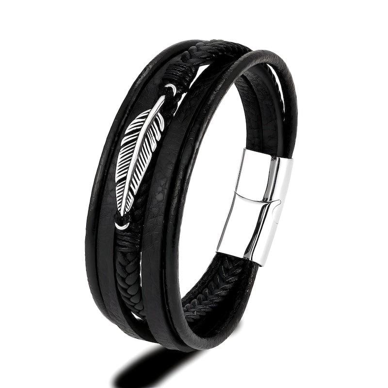 Wrap Feather Braided Wrap Leather Bracelet