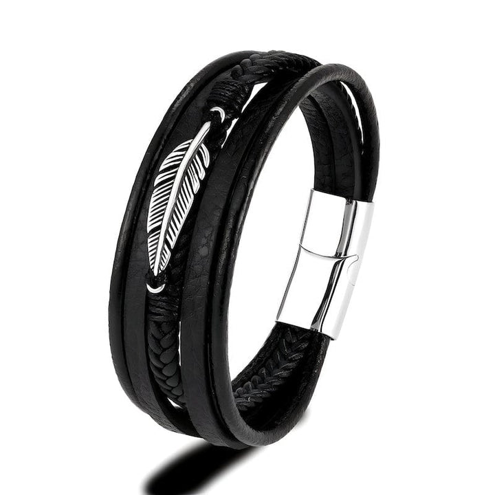 Wrap Feather Braided Wrap Leather Bracelet