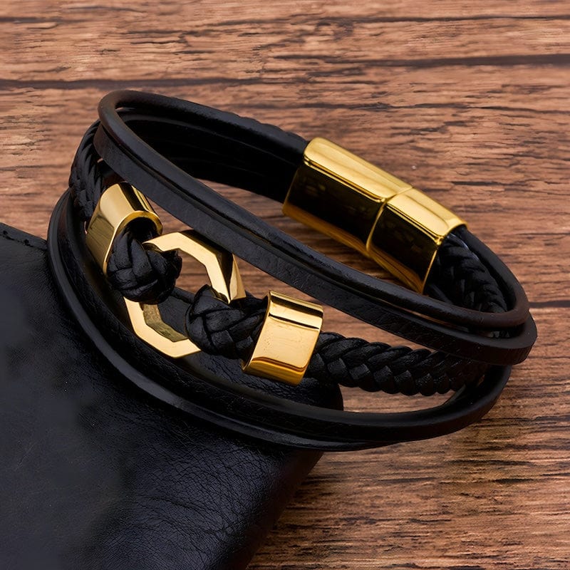 Wrap Geometric Shape Octagon Wrap Leather Bracelet