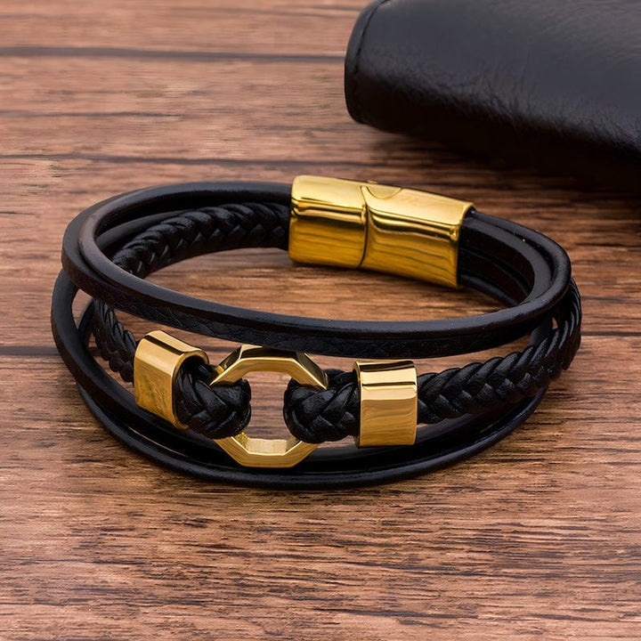 Wrap Geometric Shape Octagon Wrap Leather Bracelet