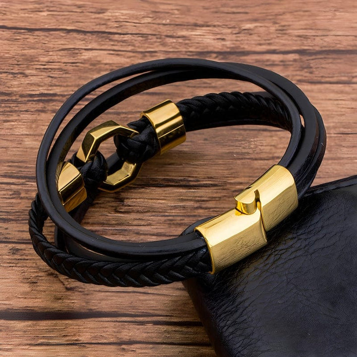 Wrap Geometric Shape Octagon Wrap Leather Bracelet